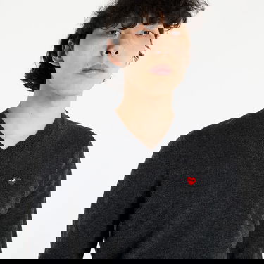 Sweater Comme des Garçons PLAY Pullover Knit Svart | AZN078 Dark Grey Heather, 2