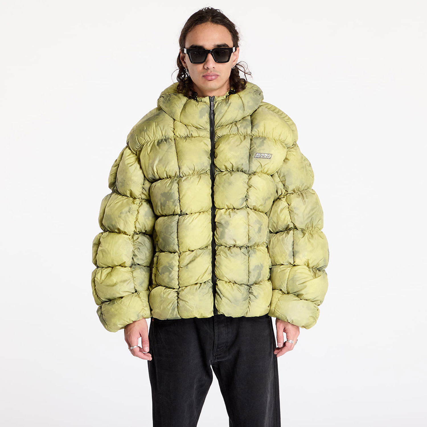 Pufferjacka Karl Kani Jacket Sport Patch Square Quilted Puffer Jacket Lime Green L Gul | 60760018, 0