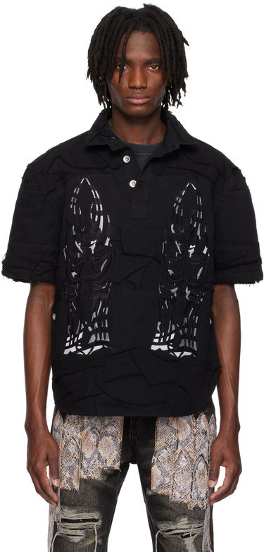 Polotröja Who Decides War Who Decides War 'WDW' Winged Denim Polo Svart | 1110580002SS25, 0