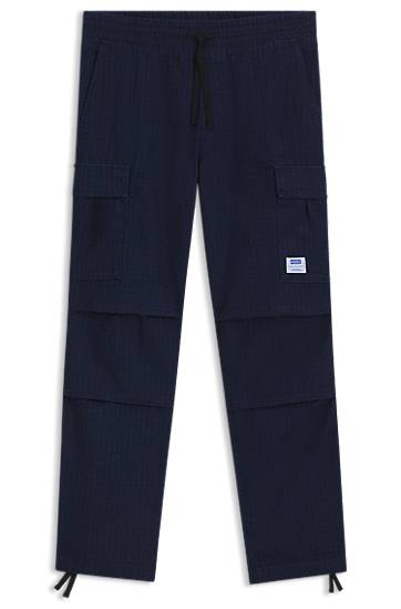 Cargo byxor BOSS Relaxed-Fit Ripstop Cargo Trousers Mörkblå | 50552121