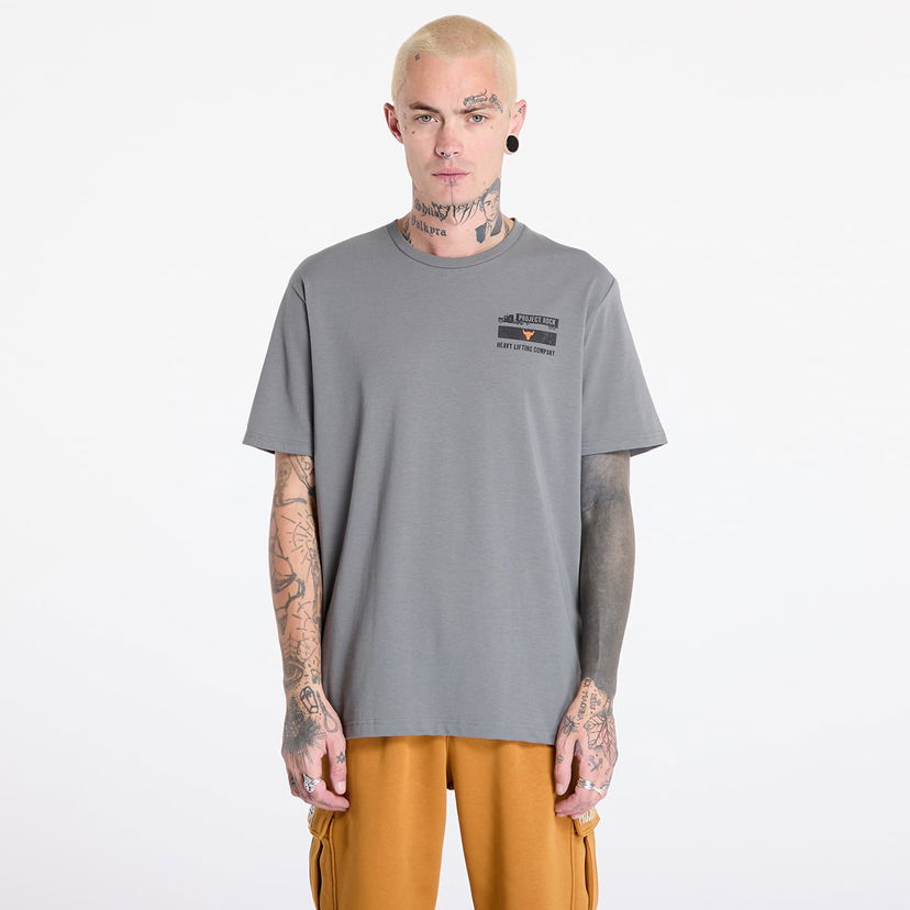 T-shirt Under Armour T-shirt Project Rock 60/40S SS 4 Tools Clay Green/ Team Orange/ Black S Grå | 1386909-709