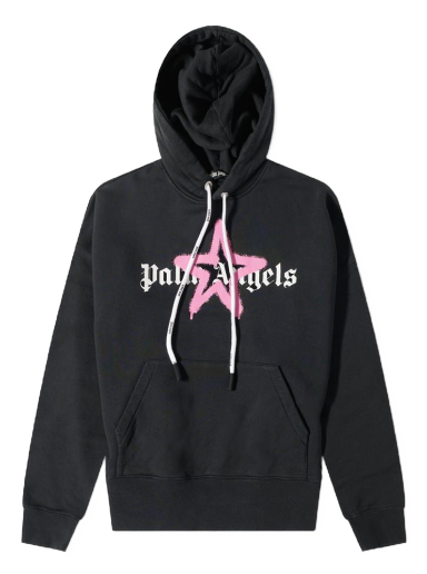 Sweatshirt Palm Angels Star Sprayed Logo Popover Hoody Svart | PMBB058C99FLE0071030