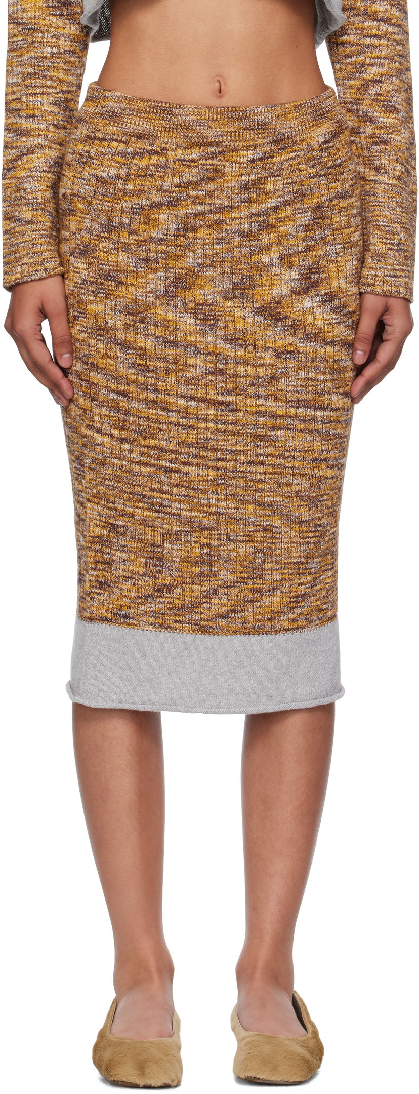 Kjol Baserange Baserange Midi Knit Skirt Gul | SSWA-TC-AU25