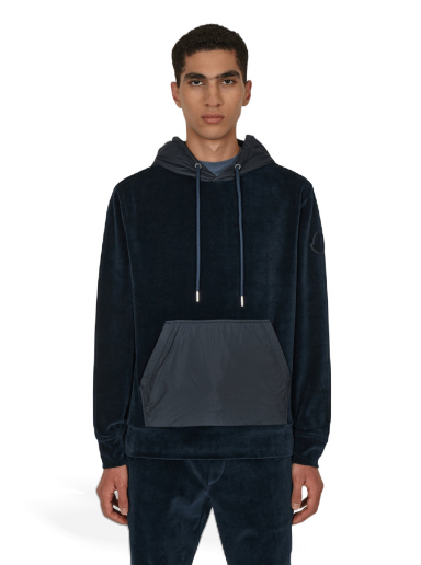 Sweatshirt Moncler Velvet Hooded Sweatshirt Mörkblå | H20918G00026 778