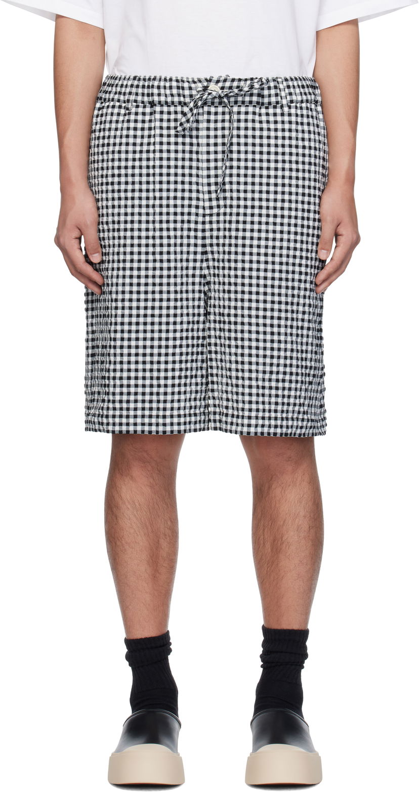 Shorts Marni Marni Gingham Seersucker Drawstring Shorts Svart | PUMU0291A0 UTN929