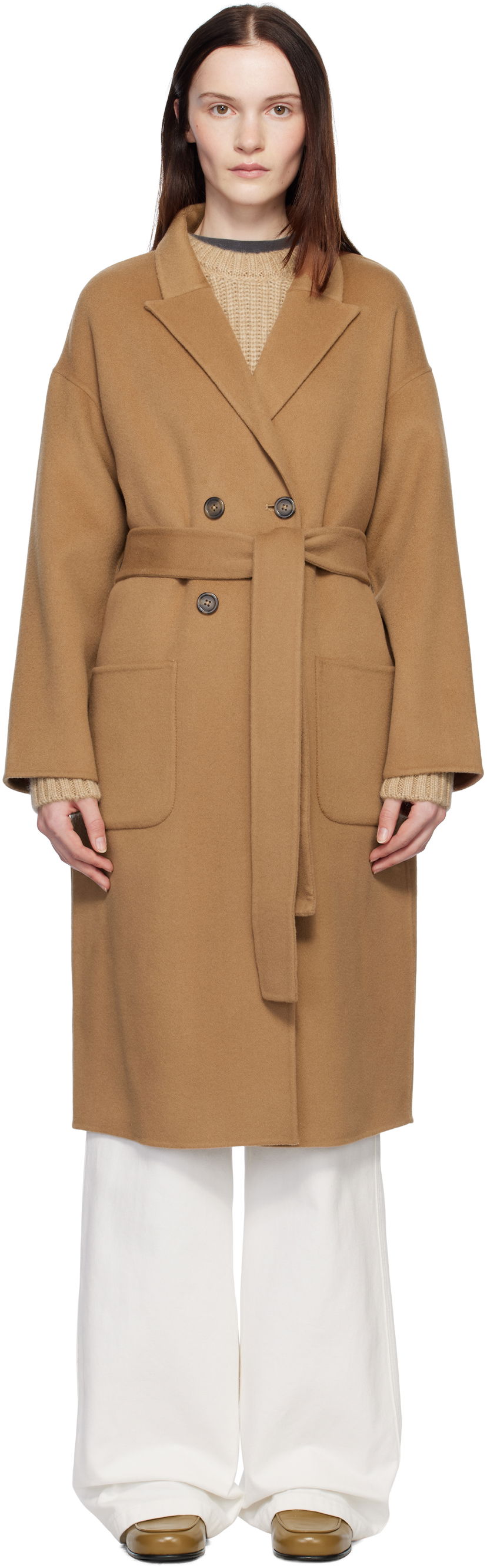 Rockar Anine Bing Anine Bing Dylan Double-Breasted Wool Coat Brun | A-01-4001-200