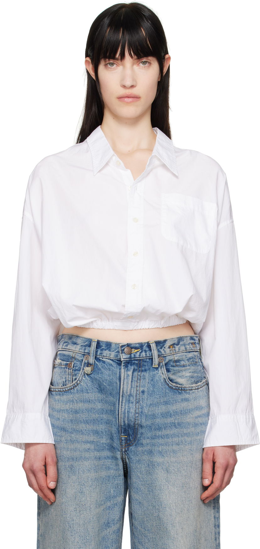 Skjorta R13 R13 Crossover Cropped Button-Down Shirt Vit | R13WR269-R338B