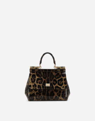 Handväska Dolce & Gabbana Dolce & Gabbana Leopard Print Patent Leather Sicily Handbag Flerfärgad | BB6003AM568HA93M, 0