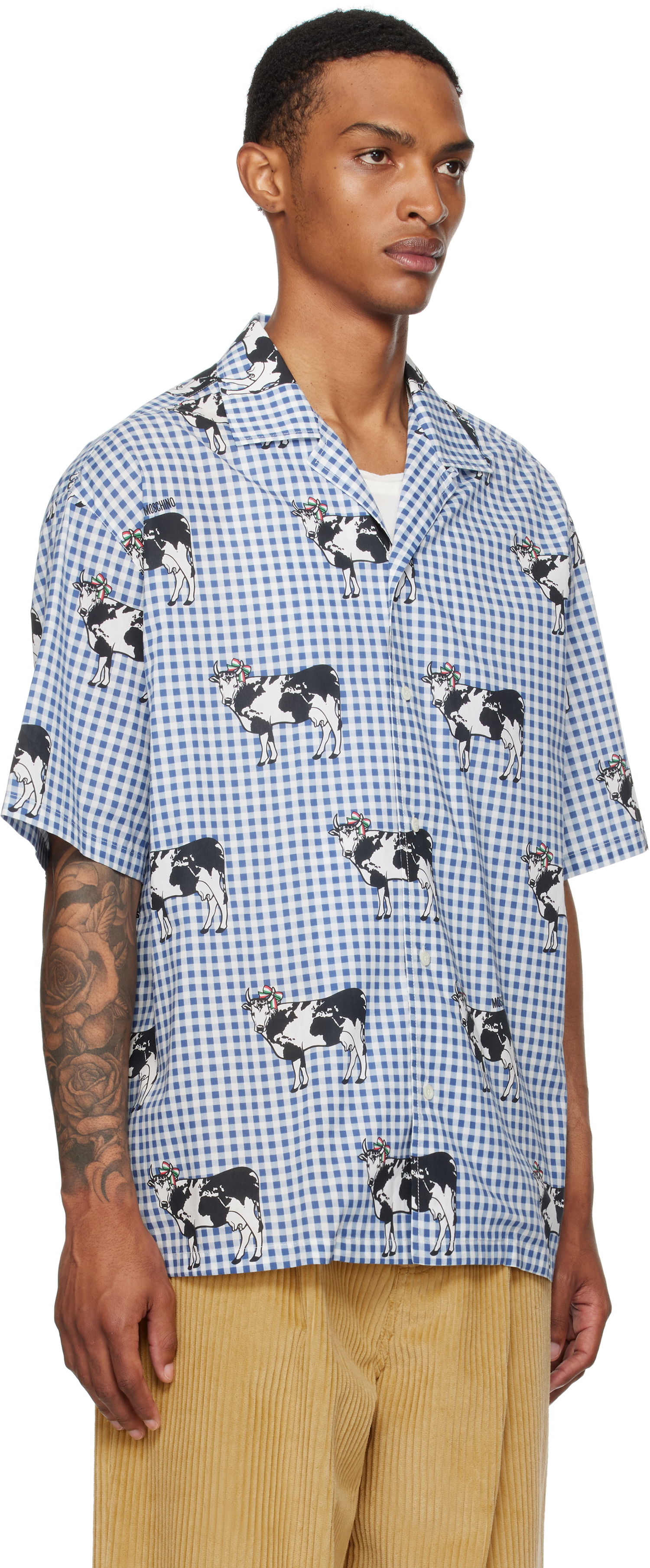 Skjorta Moschino Moschino Archive Cow Gingham Print Shirt Blå | 252ZZV021352541293, 1