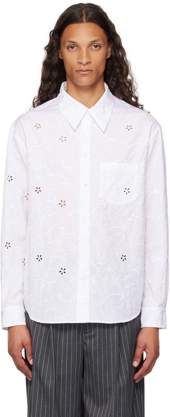 Skjorta Simone Rocha Simone Rocha Classic Fit Embroidered Shirt Vit | 5281 1023