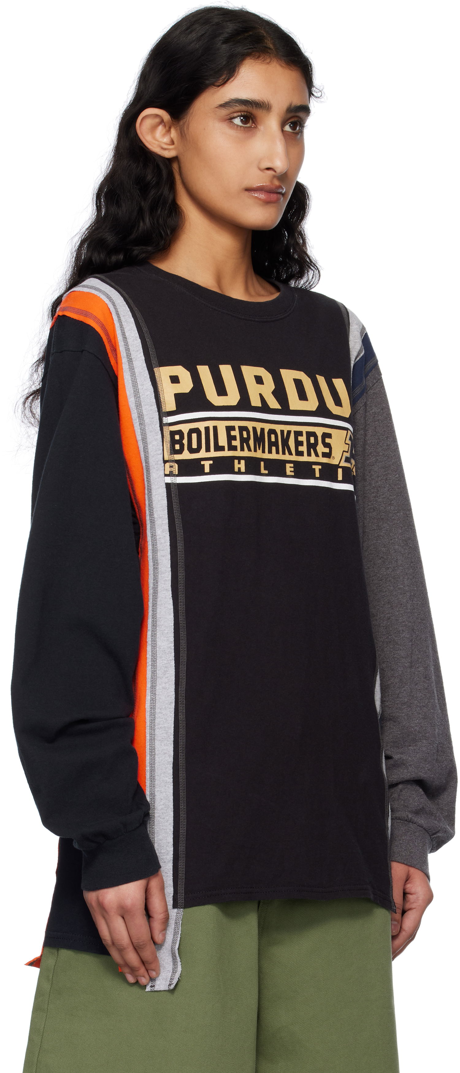 Sweater Needles NEEDLES 7 Cuts College Long Sleeve T-Shirt Svart | QV409, 1