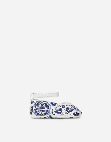 Sneakers och skor Dolce & Gabbana Lambskin Ballet Flats with Majolica Print First Steps (19-26) Flerfärgad | DK0065AC513HA3OB, 0