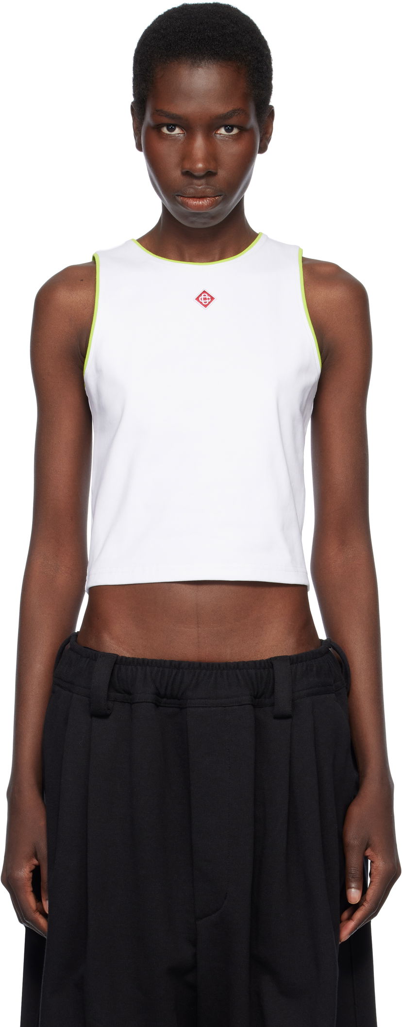 Linne Casablanca Casablanca Diamond Logo Cropped Tank Top Vit | WS25-JTS-011-02