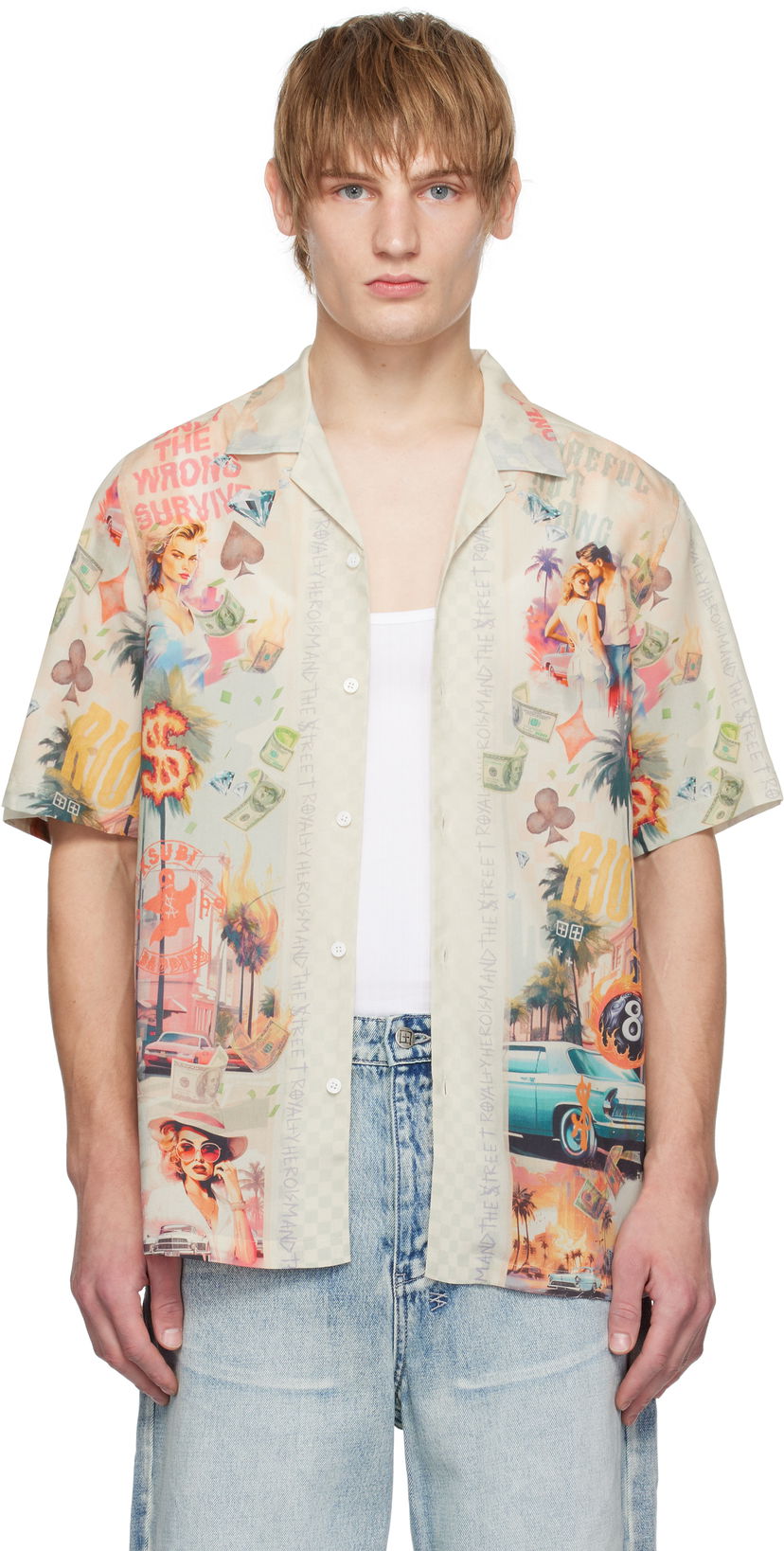 Skjorta Ksubi World Order Print Short Sleeve Resort Shirt Flerfärgad | MPS25SH003