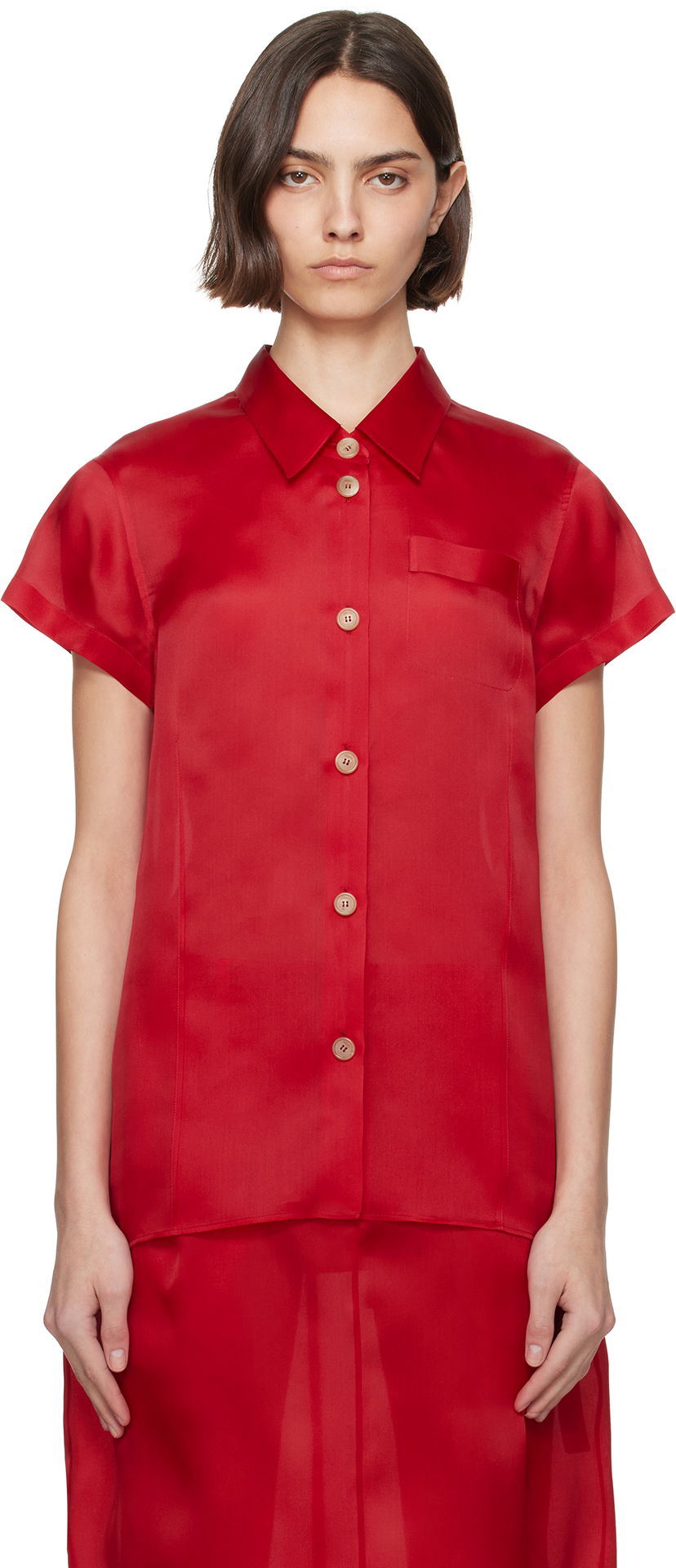 Skjorta Khaite KHAITE Keefe Silk Shirt Röd | 23833002