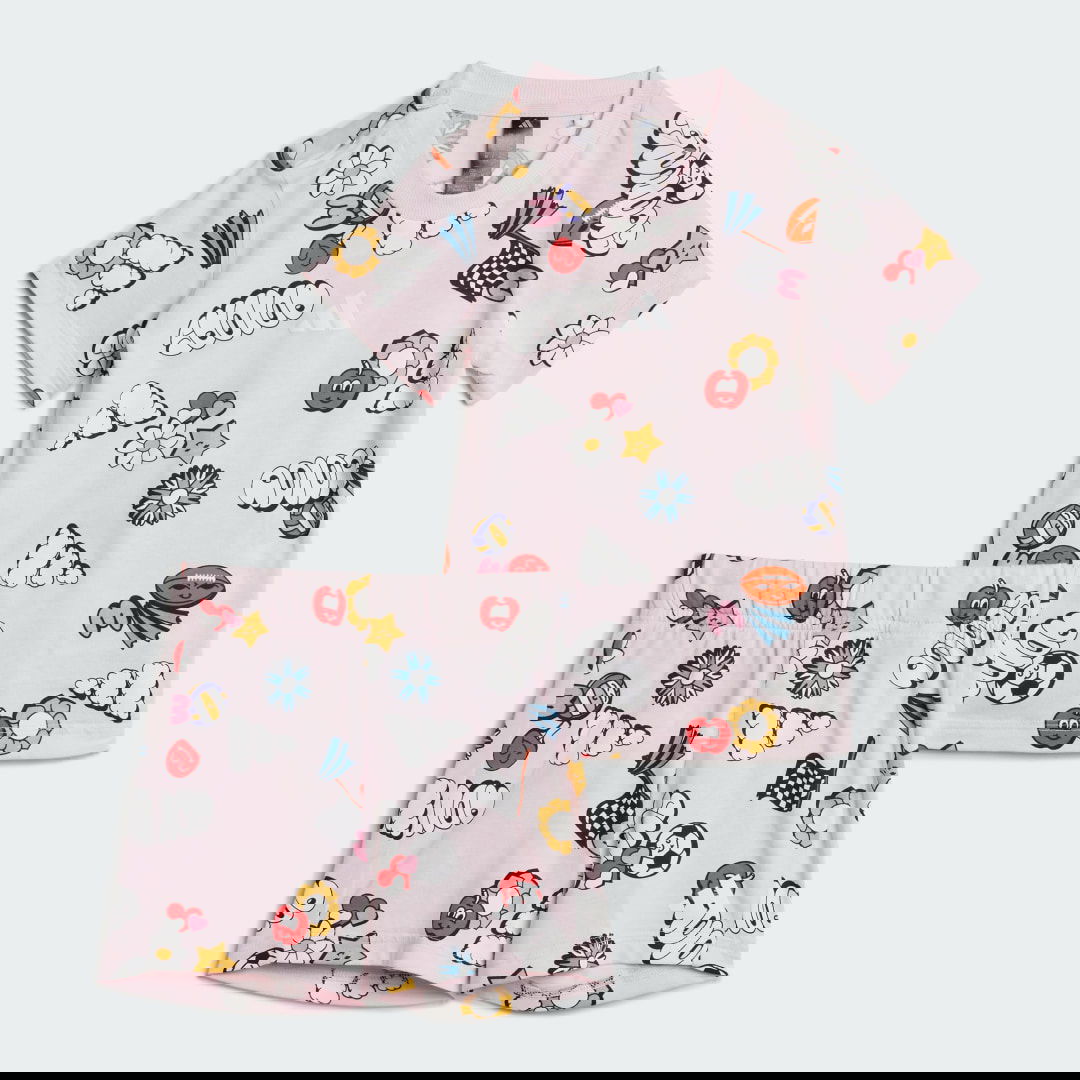 Träningsoverall adidas Performance Kids' Seasonal Essentials Fun Allover Print Set Rosa | JI6235, 0