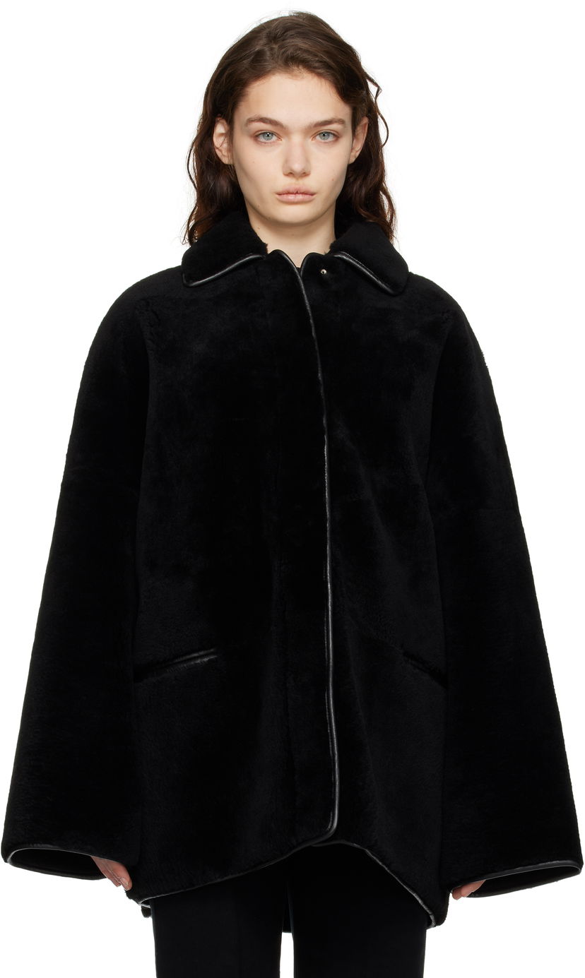 Rockar TOTEME TOTEME Teddy Overshirt Shearling Jacket Svart | 244-WRO0135-LE0080