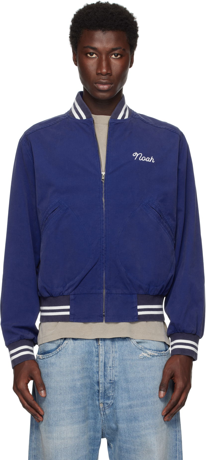 Bomberjacka Noah Noah Cotton Varsity Jacket Blå | OW086SS25ROY