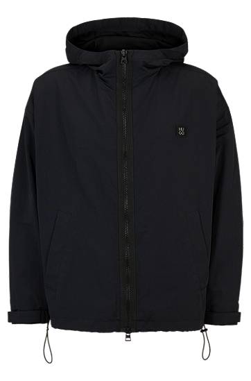 Parkas BOSS Hooded Windbreaker with Logo Badge Svart | 50505432