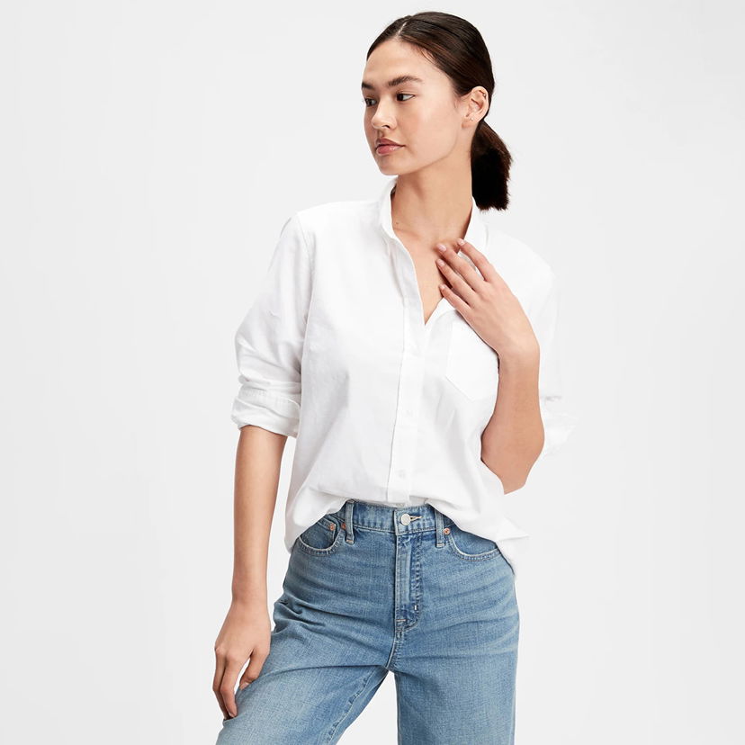 Skjorta GAP Fitted Oxford Shirt Optic White Vit | 269247-03