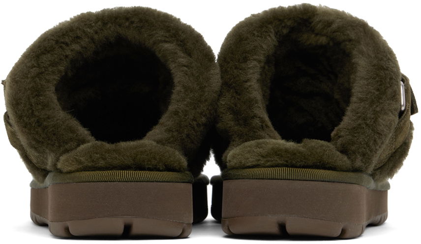 Kläder Burberry Burberry Chubby Suede & Shearling Slippers Grön | 8092549, 1