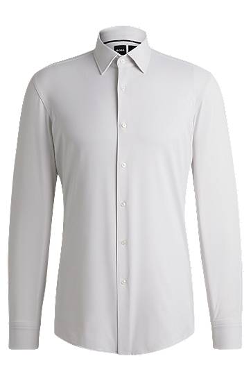 Skjorta BOSS Slim-Fit Performance-Stretch Jersey Shirt Grå | 50533395