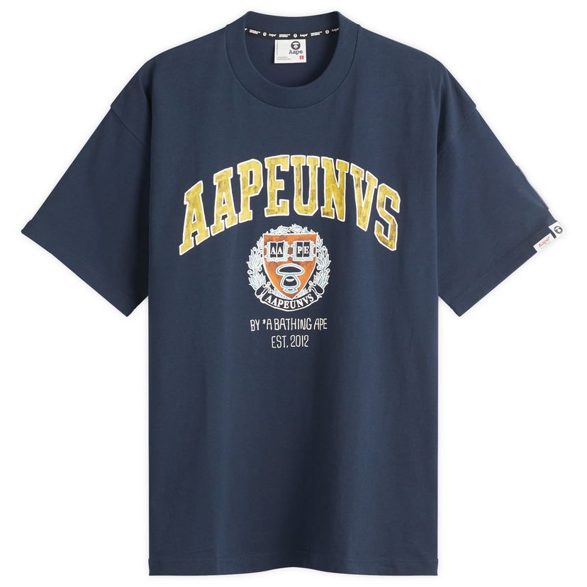 T-shirt AAPE by A Bathing Ape AAPE College Theme T-Shirt, Size Large Mörkblå | AAPTEM1626XX-NYD