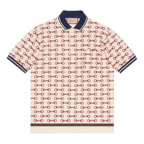 Polotröja Gucci Horsebit Print Polo Vit | 717391-XJEWA-9376