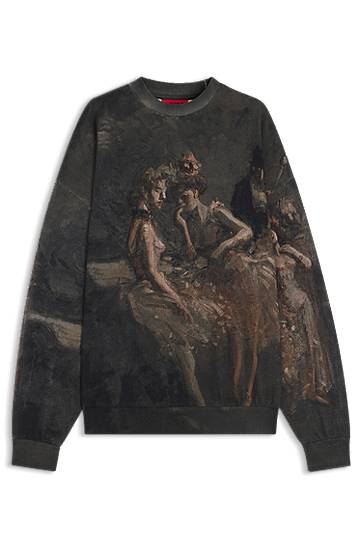 Sweatshirt BOSS HUGO x apoh Oversized-Fit Sweatshirt with Ballerina Print Svart | 50555032