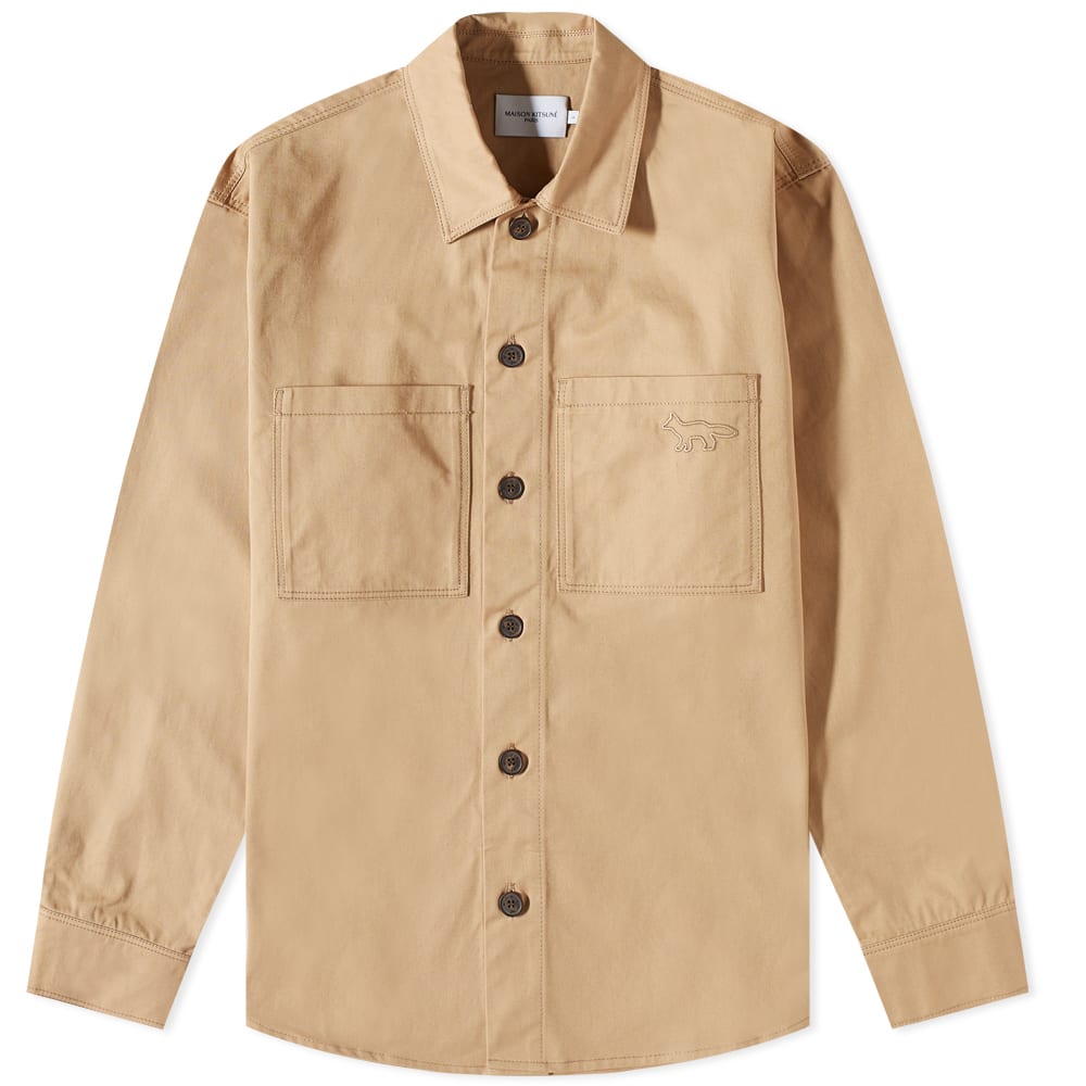 Jacka MAISON KITSUNÉ Snaps Shirt Jacket Beige | KM00407WW0073-P220, 0