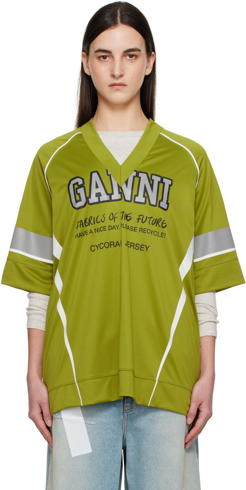 Jersey GANNI GANNI Future Mesh Oversized T-Shirt Grön | T4299
