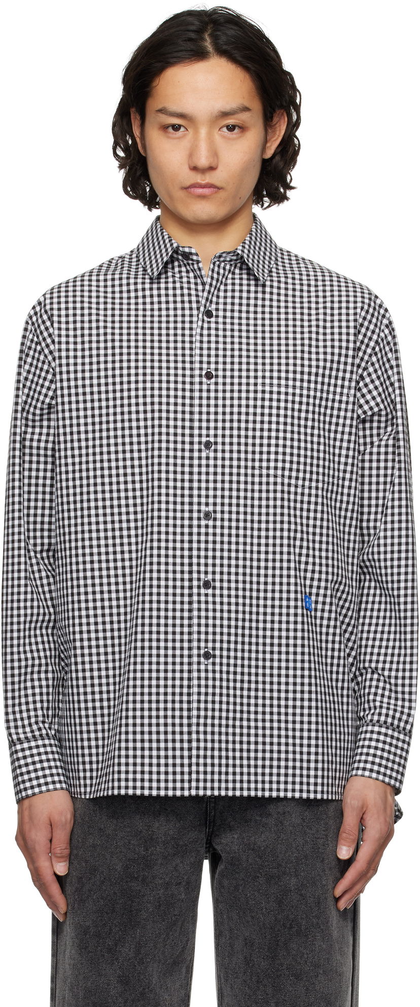 Skjorta ADER ERROR ADER error Sig; TRS Tag 03 Gingham Shirt Svart | BO42FYSH0102BK