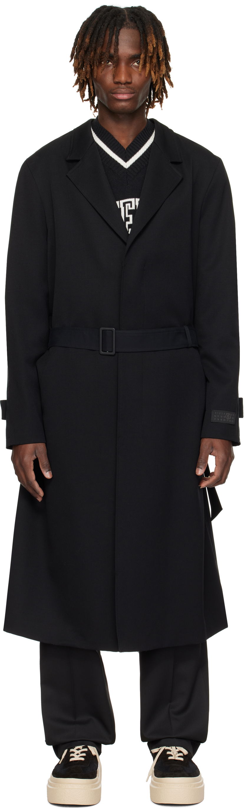 Rockar Maison Margiela MM6 Maison Margiela Wool & Cotton Gabardine Trench Coat Svart | SH0AA0009 MTN039