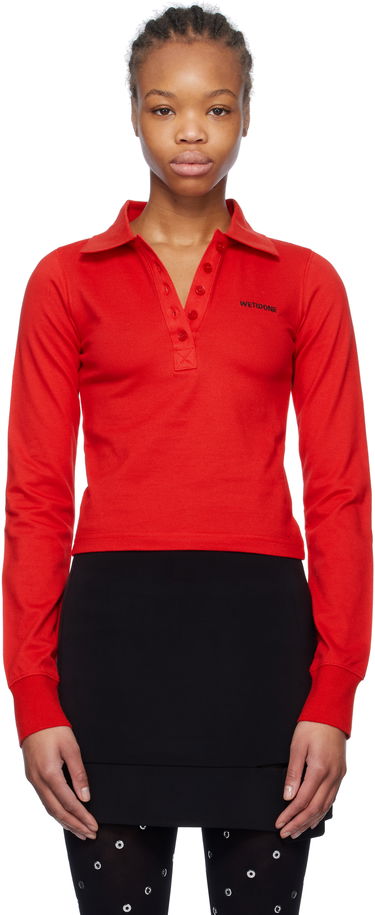 Polotröja We11done We11done Cotton Logo Polo Röd | WD-TT0-25-725-W-RD, 0