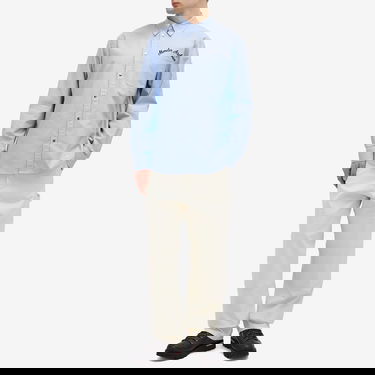 Skjorta Moncler Oxford Cotton Shirt With Logo Patch Blå | 2F000-06-20838-701, 4