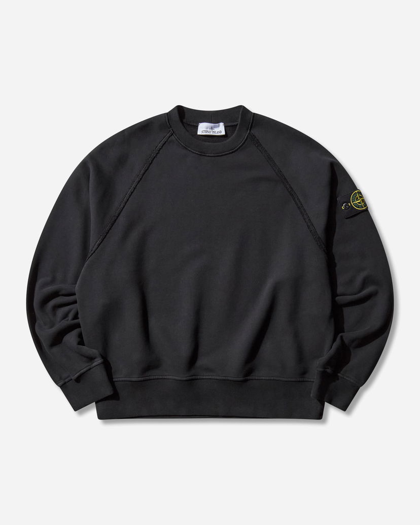 Sweatshirt Stone Island Garment Dyed Oversized Fit Crewneck Raglan Sleeves Sweatshirt Svart | K2S15-6100022-S0A20 V0029