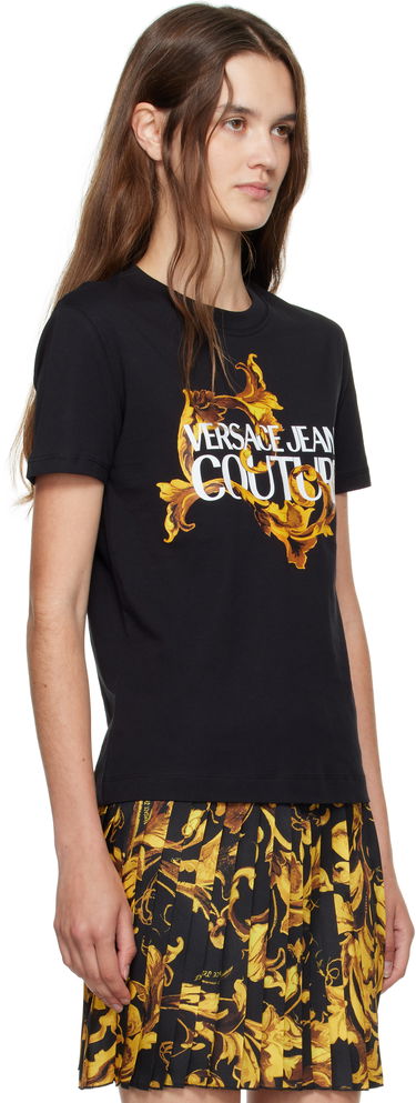 T-shirt Versace Versace Jeans Couture Cotton Jersey T-shirt with Baroque Print Svart | E79HAHE06_ECJ00E, 1