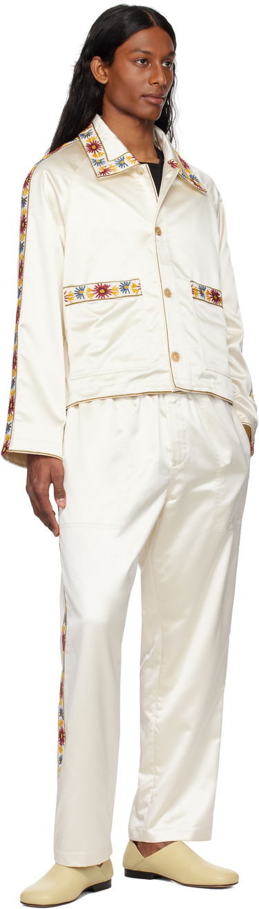 Bomberjacka Bode Bode Embroidered Satin Jacket Vit | MRS25OW014, 3