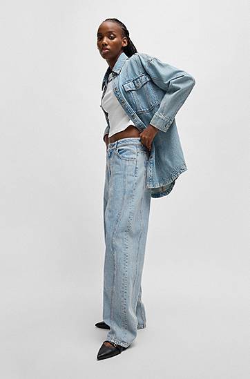 Jeans BOSS Loose Fit Jeans with Wavy Seamlines Blå | 50531726, 1
