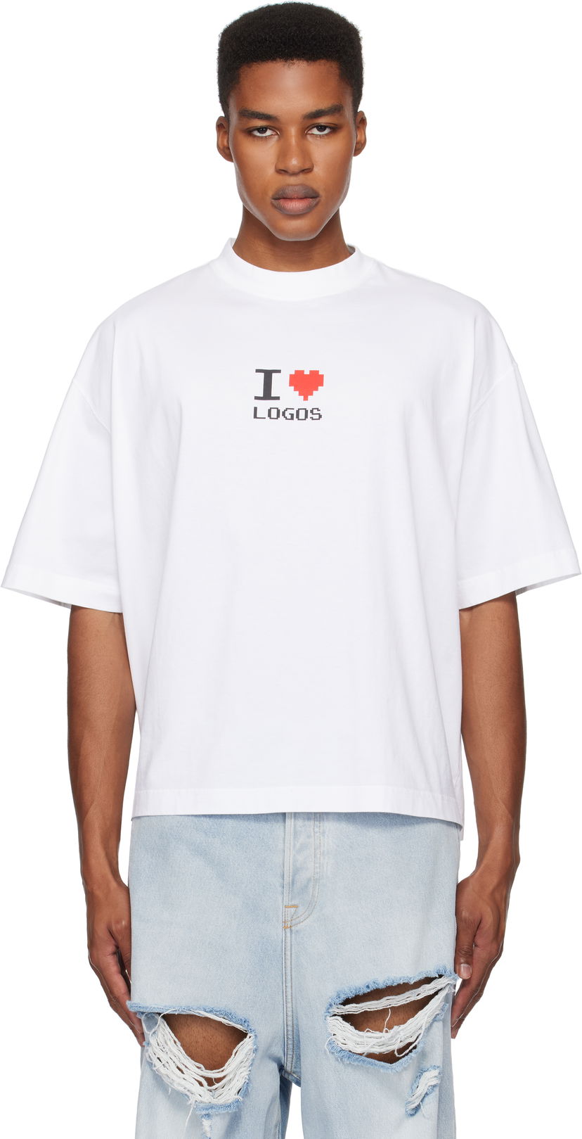 T-shirt VETEMENTS 'I Love Logos' Cropped Boxy T-Shirt Vit | UA66TR695W