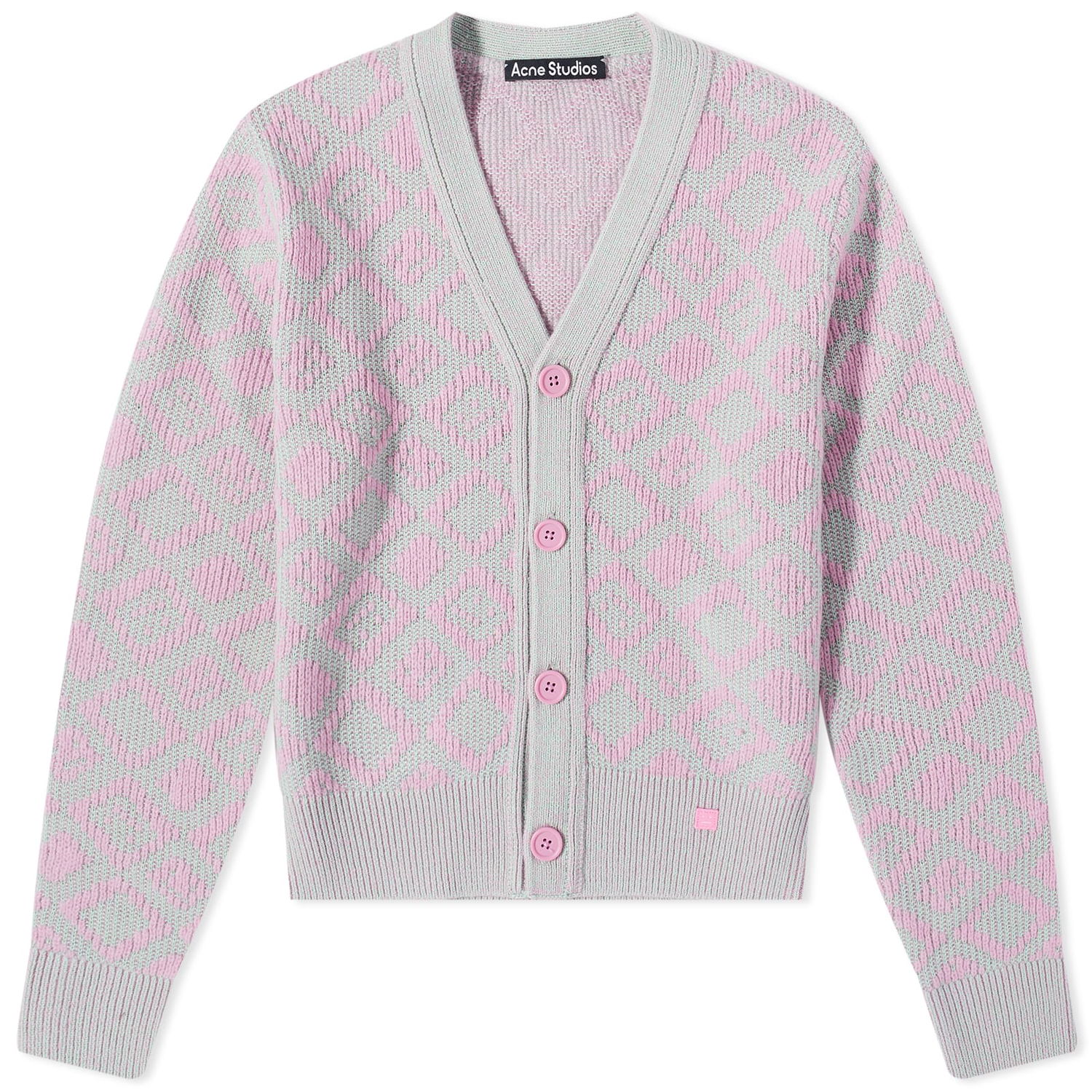 Sweater Acne Studios Kerid Tile Face Cardigan Bubble Pink/Spring Green Purpur | C60070-DFN, 0