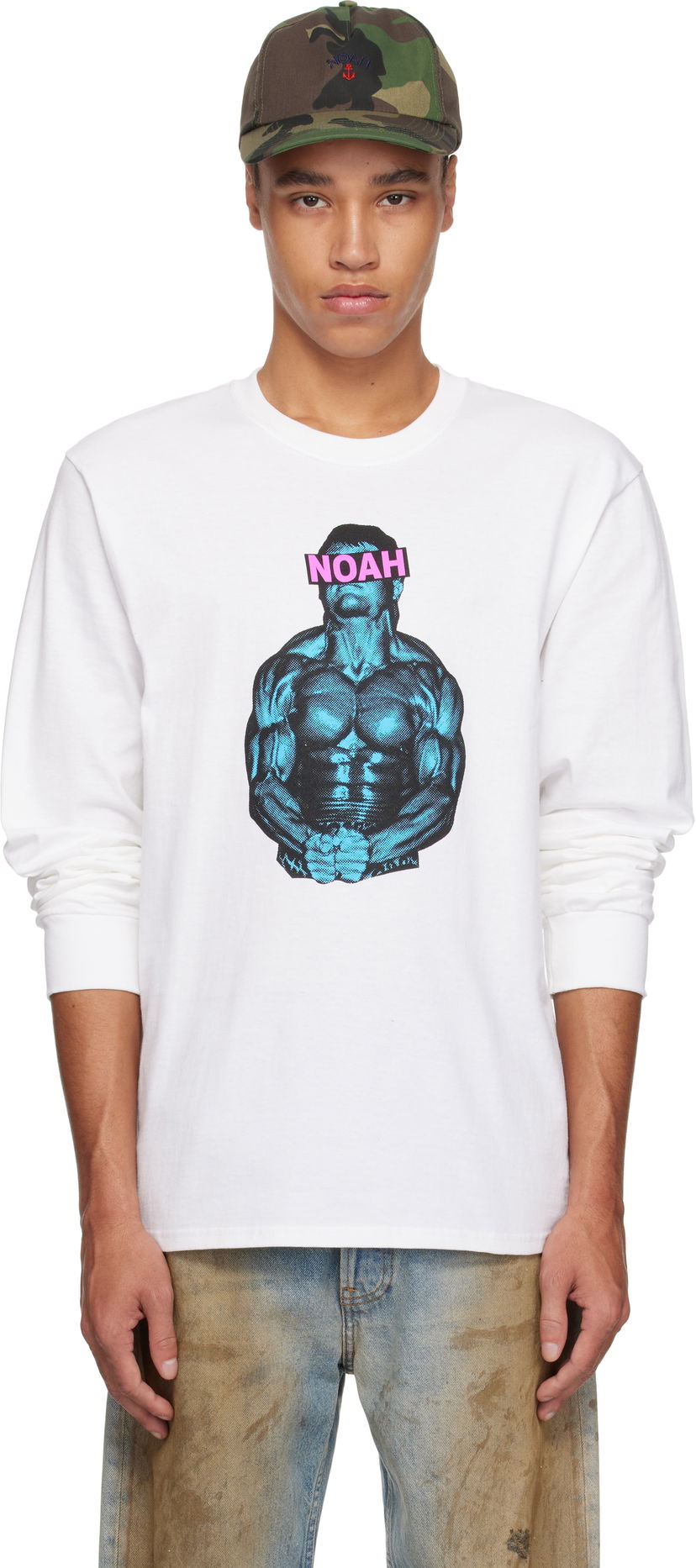 T-shirt Noah Noah 'The Pain Cave' Graphic Long Sleeve T-Shirt Vit | T256SS25WHT