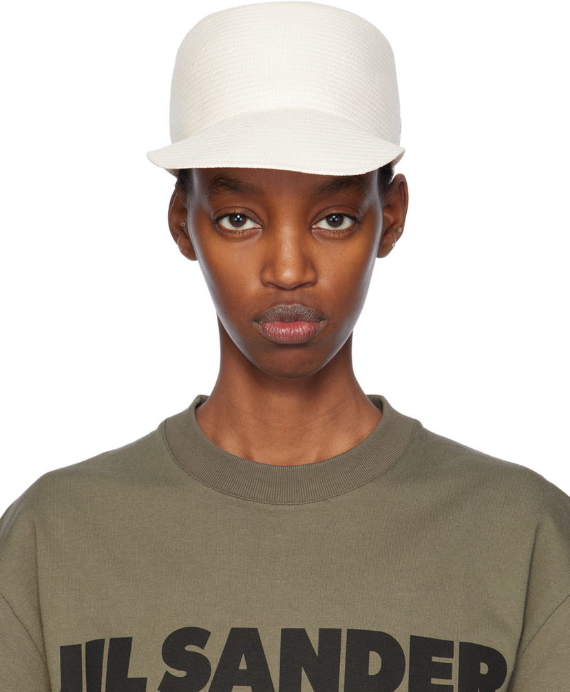 Keps Jil Sander Paper Herringbone Twill Cap Vit | J40TC0118_J11241