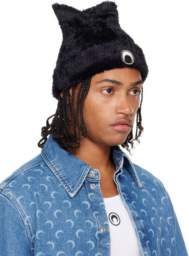 Mössa Marine Serre Marine Serre Wild Fluffy Knit Beanie Svart | UHG068ACKNI0536, 3