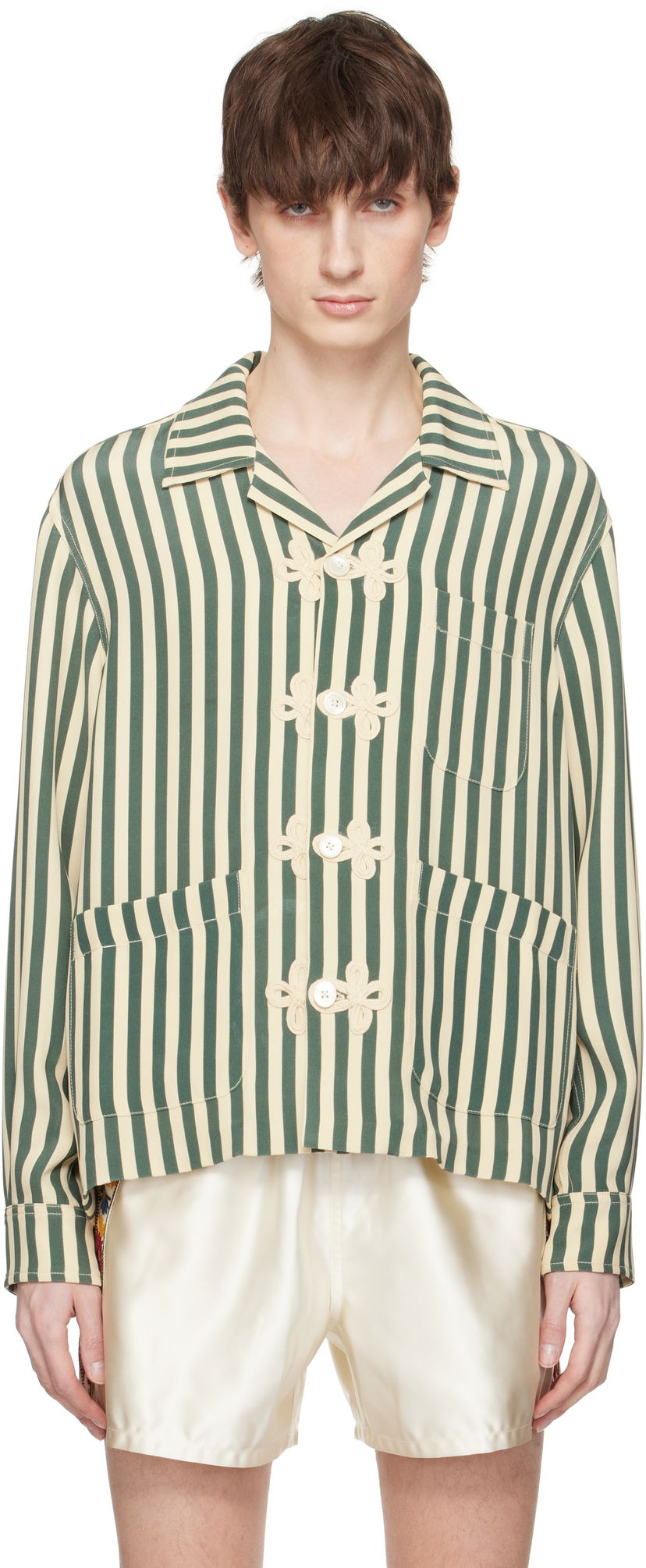 Skjorta Bode Bode Soda Stripe Trillium Shirt Grön | MRS25SH014