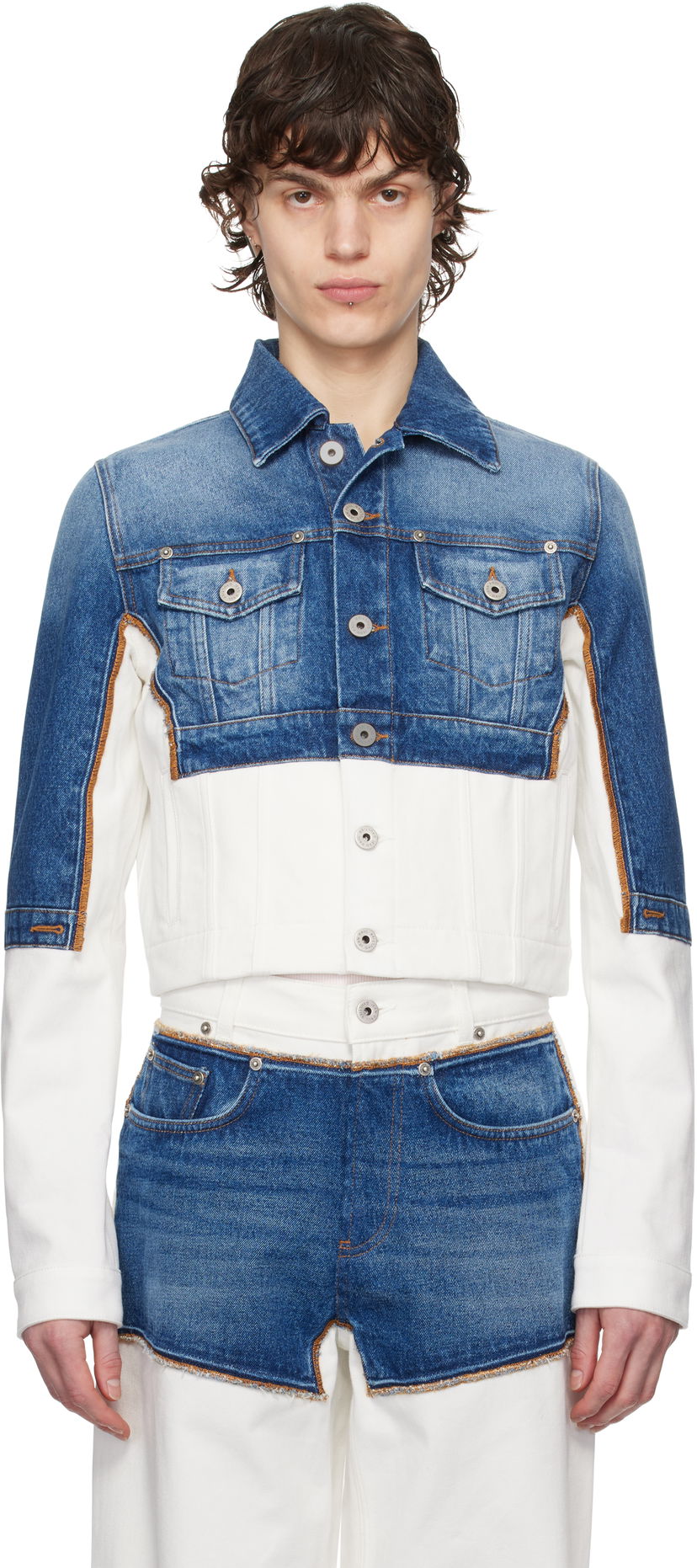 Jacka Jean Paul Gaultier Jean Paul Gaultier 'The Petit Grand' Cropped Denim Jacket Blå | 25/33-F-VE090-D018-0357