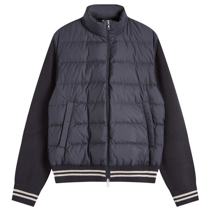 Jacka Moncler Down Cotton Knit Cardigan Jacket Mörkblå | 9B000-M1509-01-779