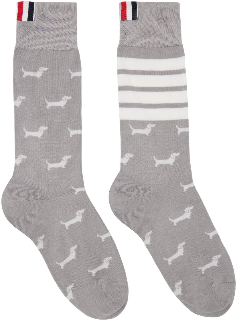 Strumpor Thom Browne Thom Browne Hector Mid Calf Socks with Dachshund Print Grå | FAS226A-Y3012