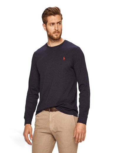 T-shirt Polo by Ralph Lauren Long Sleeve Custom Fit Tee Mörkblå | 710671468024