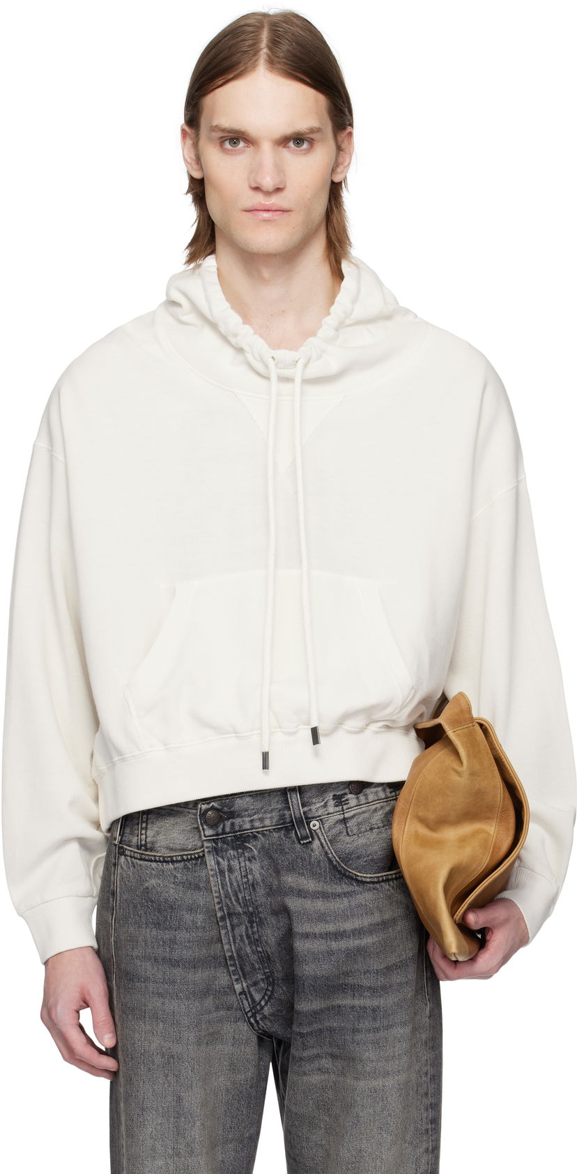 Sweatshirt R13 R13 Funnel Neck Cropped Popover Sweatshirt Vit | R13MK255-K001B